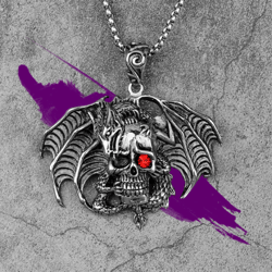 dragon skull necklace stailness steel flying skull necklace dragon bird skull pendant dragon with skull charm demon