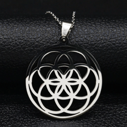 sacred geometrical pendant necklace, flower of life stainless steel necklace, metatrons necklace, mandala necklace, gift