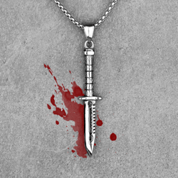 dagger necklace. stainless steel knife pendant necklace. hunting knife pendant. dagger pendant. dagger charm. men's gift