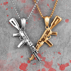 ak47 necklace. stainless steel ak47 pendant necklace. rifle necklace. machine gun necklace. gun charm. gun jewelry