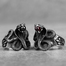 poison snake gem ring, cobra gem ring, stainless steel snake head signet ring, father's day gift, king cobra ring, gift