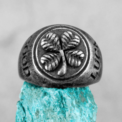 four-leaf clover ring. stainless steel forture signet ring, lucky ring, good luck ring, rings for men, women, signet