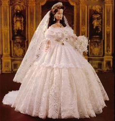 mid-19th century style barbie wedding gown- crochet pattern pdf