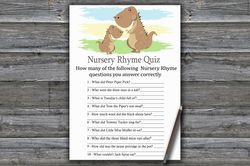 dinosaur nursery rhyme quiz baby shower game card,dinosaur themed baby shower games,fun baby shower activity--369