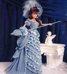 vintage style late 19th century afternoon dress- crochet pattern pdf-doll barbie gown