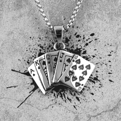 playing cards necklace, stainless steel joker necklace pendant, ace necklace, poker necklace, cards jewellery, gift