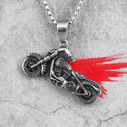 motorcycle necklace, stainless steel bike pendant. men's motorcycle pendant. biker necklace.sportbike necklace.