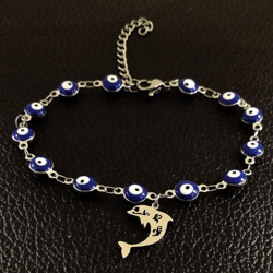 orca bracelet, whale orca bracelet, evil eye bracelet, evil eye boho animal bracelet, murano eye bracelet