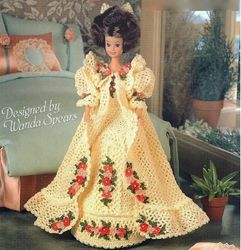 crochet pattern pdf- fashion doll barbie- stephanie's beautiful peignoir - crochet vintage pattern-doll dress pattern