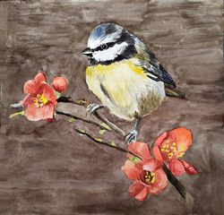 chickadee watercolor bird art original painting by guldar