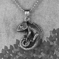 chameleon necklace silver lizard necklace chameleon pendant stainless steel reptile necklace iguana necklace gecko gift