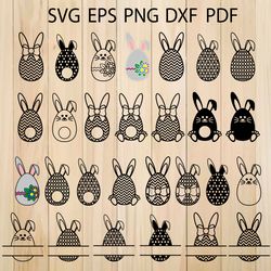 easter eggs with bunny ears svg, png, eps, dxf, easters monograms frames svg, easter egg svg, easter svg cut files