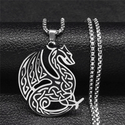 viking dragon necklace, knot dragon necklace, irish dragon, mythology necklace, norse dragon necklace, viking knot jewel