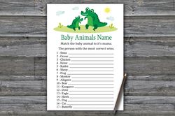 alligator baby animals name game card,alligator baby shower game printable,fun baby shower activity,instant download-345
