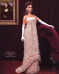 crochet pattern pdf-fashion doll barbie- vintage jeweled barbie gown crochet pattern -vintage pattern-doll dress pattern