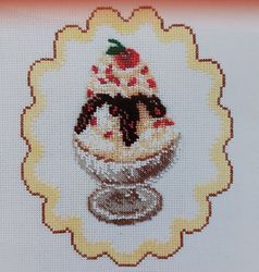 cross stitch kit beginner embroiderers with beads and a cross with a counting mini-pattern for embroidery "ice cream"