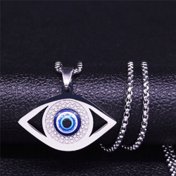 hamsa eye necklace pendant, hamsa evil eye stainles steel necklace, eye pendant, nazar protection amulet, hamsa eye gift
