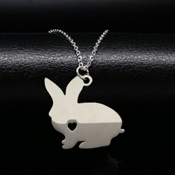 rabbit necklace stainless steel bunny pendant charm rabbit with heart love pet necklace bunny jewelry easter bunny neck