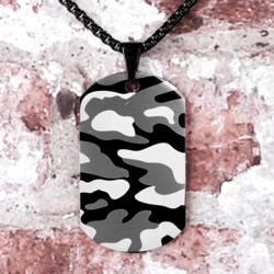 camouflage dog tag, camouflage necklace, dog tag