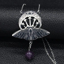 night-fly necklace, moth, butterfly pendant necklace, moon phases necklace, , butterfly jewelry, cicada pendant