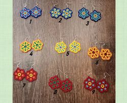 dangle flower earrings charms ukrainian handmade beaded earrings for women gift for her