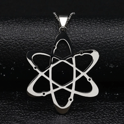 atom symbol necklace, science symbol pendant orbiting, atom pendant necklace, chemistry necklace, nuclear physics, space