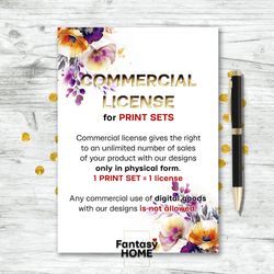 commercial license for print set