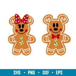 minnie mickey cookies, mickey _ minnie gingerbread cookie svg, disney svg, christmas svg, png,dxf,eps file