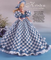 crochet pattern pdf-fashion doll barbie- vintage checkered barbie gown crochet-vintage pattern-doll dress pattern