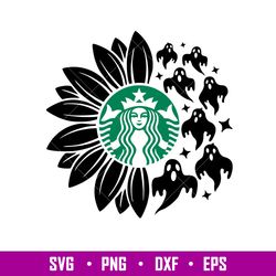 sunflower ghost starbucks, sunflower coffee starbucks svg, halloween svg, ghost svg, png,dxf,eps file