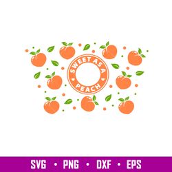 sweet as a peach full wrap, sweet as a peach full wrap svg, starbucks svg, coffee ring svg, cold cup svg, png,dxf,eps fi