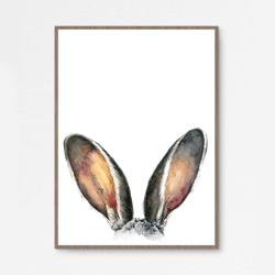 watercolor poster "rabbit ears", easter decor (digital print)