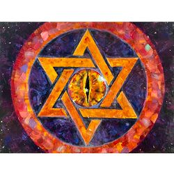 star of david painting eye of god original art symbolism artwork oil on canvas