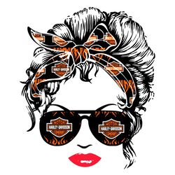 harley davidson messy bun design svg, trending svg, harley davidson logo svg