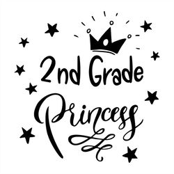 2nd grade princess silhouette svg, 2nd svg, 2nd grade svg