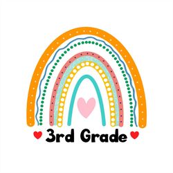 3rd grade rainbow svg png, boho rainbow png, grade png