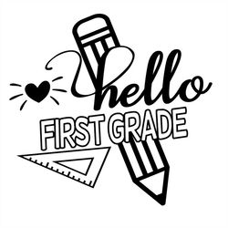 hello first grade silhouette svg, first grade svg, school svg
