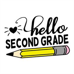 hello second grade png svg, pencil svg, heart svg