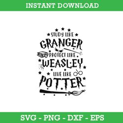 study like granger protect like weasley live like potter svg, harry potter svg, instant download