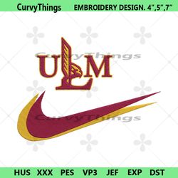 ul monroe warhawks double swoosh nike logo embroidery design file