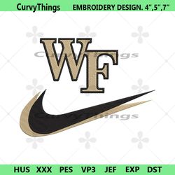 wake forest demon deacons double swoosh nike logo embroidery design file