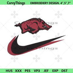 arkansas razorbacks double swoosh nike logo embroidery design file