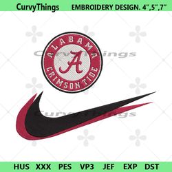 alabama crimson tide double swoosh nike logo embroidery design file