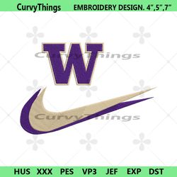 washington huskies double swoosh nike logo embroidery design file