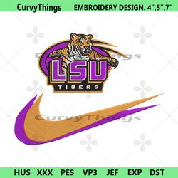 lsu tigers double swoosh nike logo embroidery design file