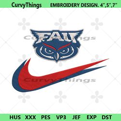 florida atlantic owls double swoosh nike logo embroidery design file