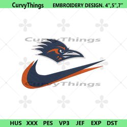 utsa roadrunners double swoosh nike logo embroidery design file