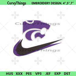 kansas state wildcats double swoosh nike logo embroidery design file