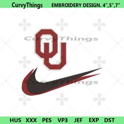 oklahoma sooners double swoosh nike logo embroidery design file