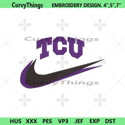 tcu horned frogs swoosh double nike logo embroidery design file